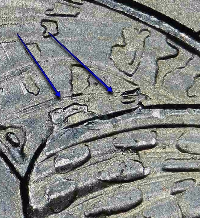 3 Die Chips Errors - 2020 Tallgrass Prairie Quarter ATB Chips on Head and Wing!