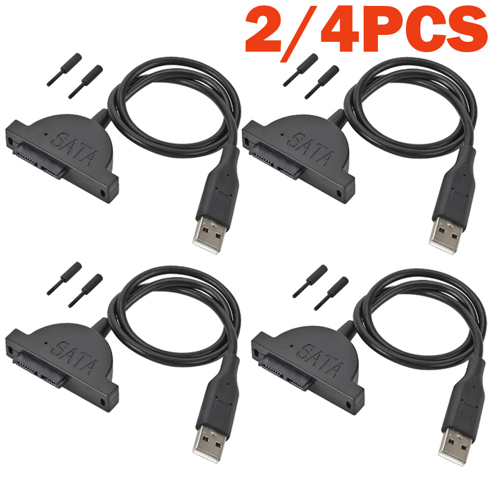 2/4pcs USB 2.0 to Mini SATA 7+6 13Pin Adapter Cable for Laptop CD/DVD ROM Drive
