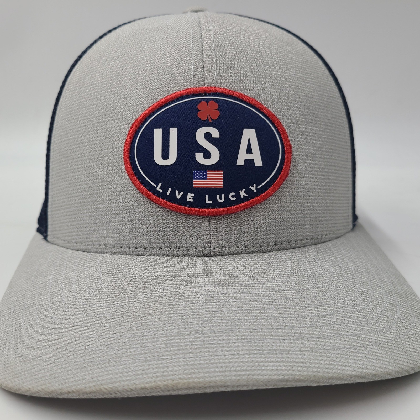 Black Clover Hat Snapback Trucker Mesh Gray Blue USA Live Lucky Patch Golf Men