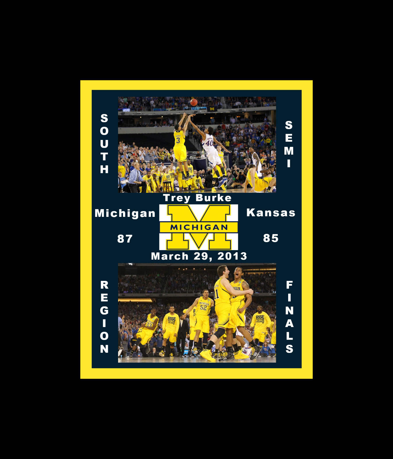 TREY BURKE MICHIGAN WOLVERINES 2013 SWEET 16 SHOT BEATS KANSAS MATTED PHOTO #1