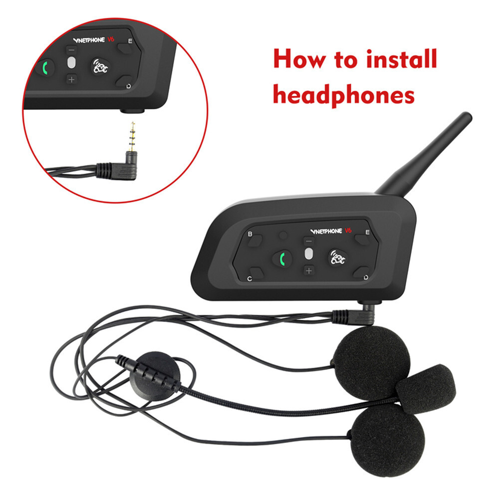 Motorcycle Helmet Intercom Bluetooth Wireless Headset Interphone V6 Waterproof