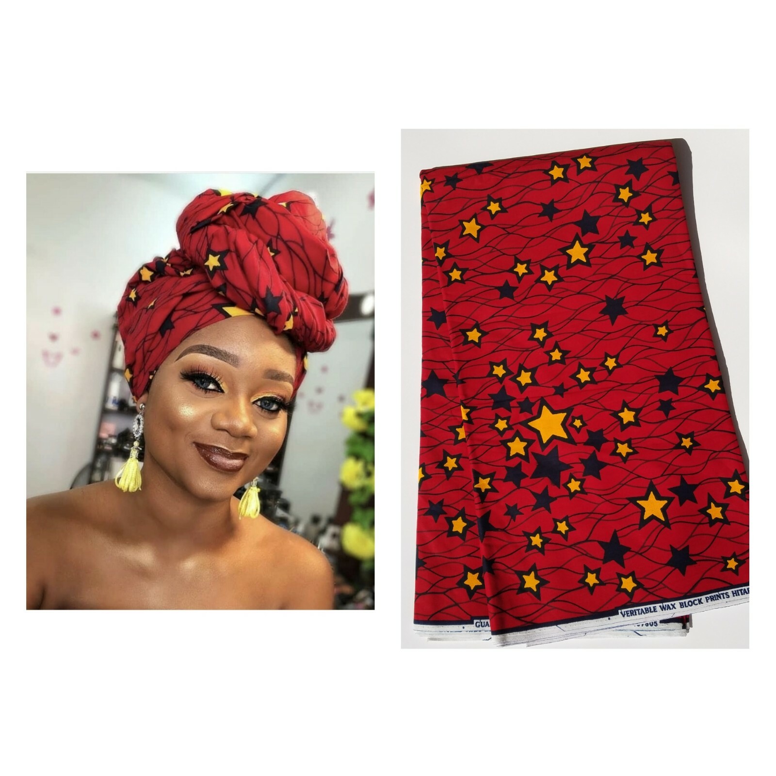 Red, Black and Yellow Headwrap;African Headwrap; African Fabric; Ankara