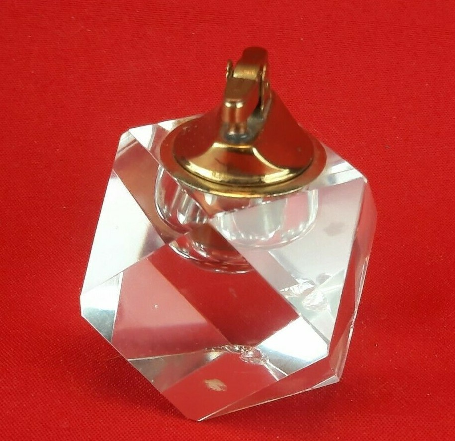 Beautiful Heavy Estate Find Imported Crystal Hand Cut and Polished Lighter