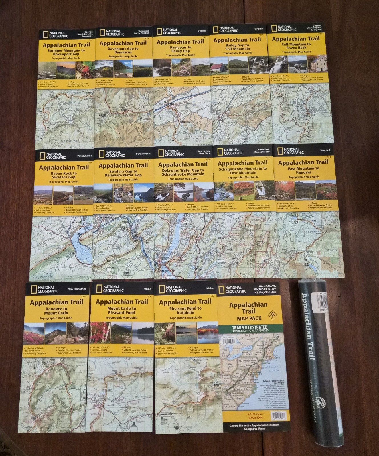Appalachian Trail National Geo Topo Maps Complete Set 13 Waterproof Plus Bonus