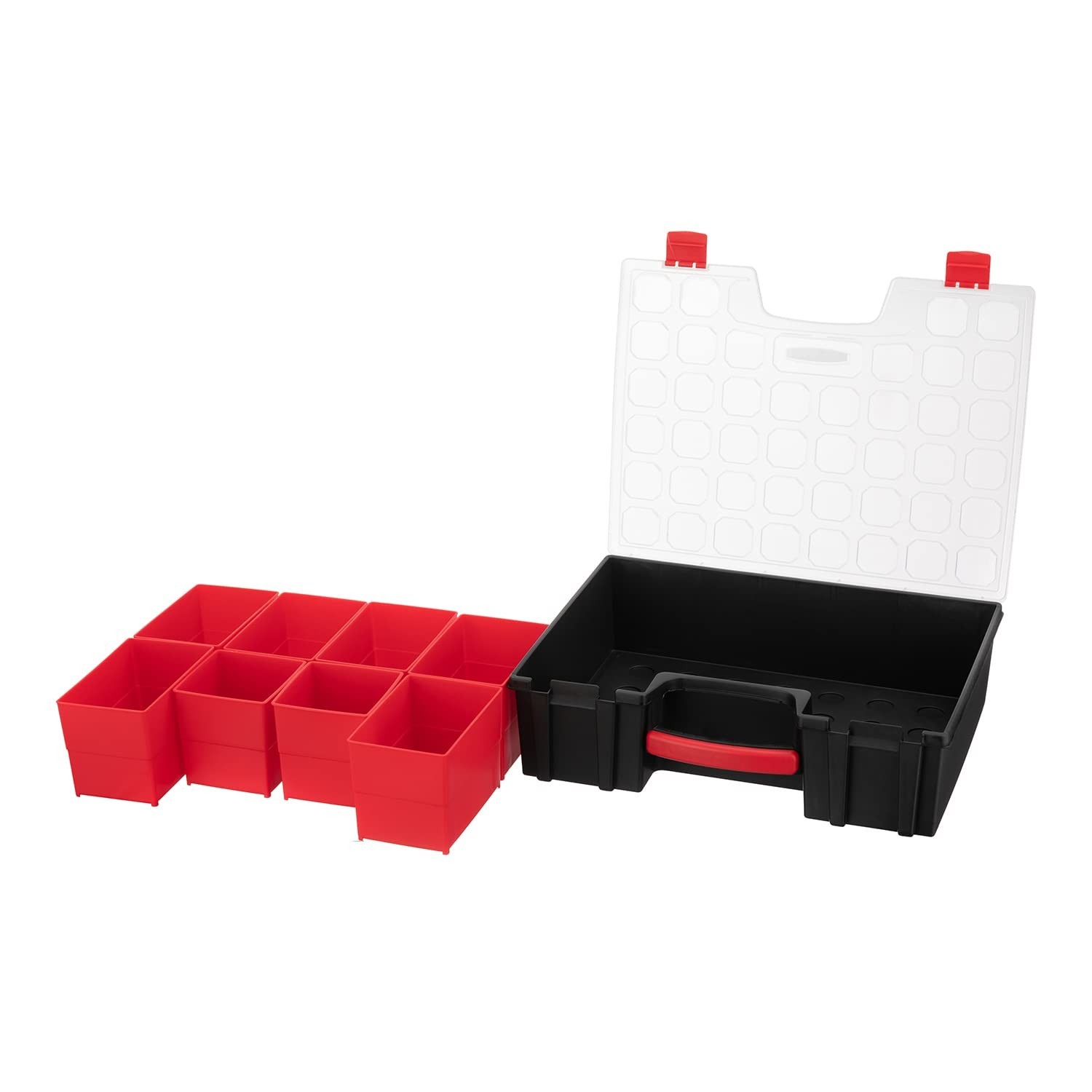 Portable Hardware Organizer with 8 Deep Bins - Tool Storage Box for Nuts, Bolts,