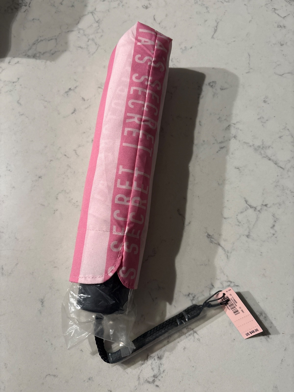 New -Victoria's Secret Pink Stripe Umbrella With case sleeve