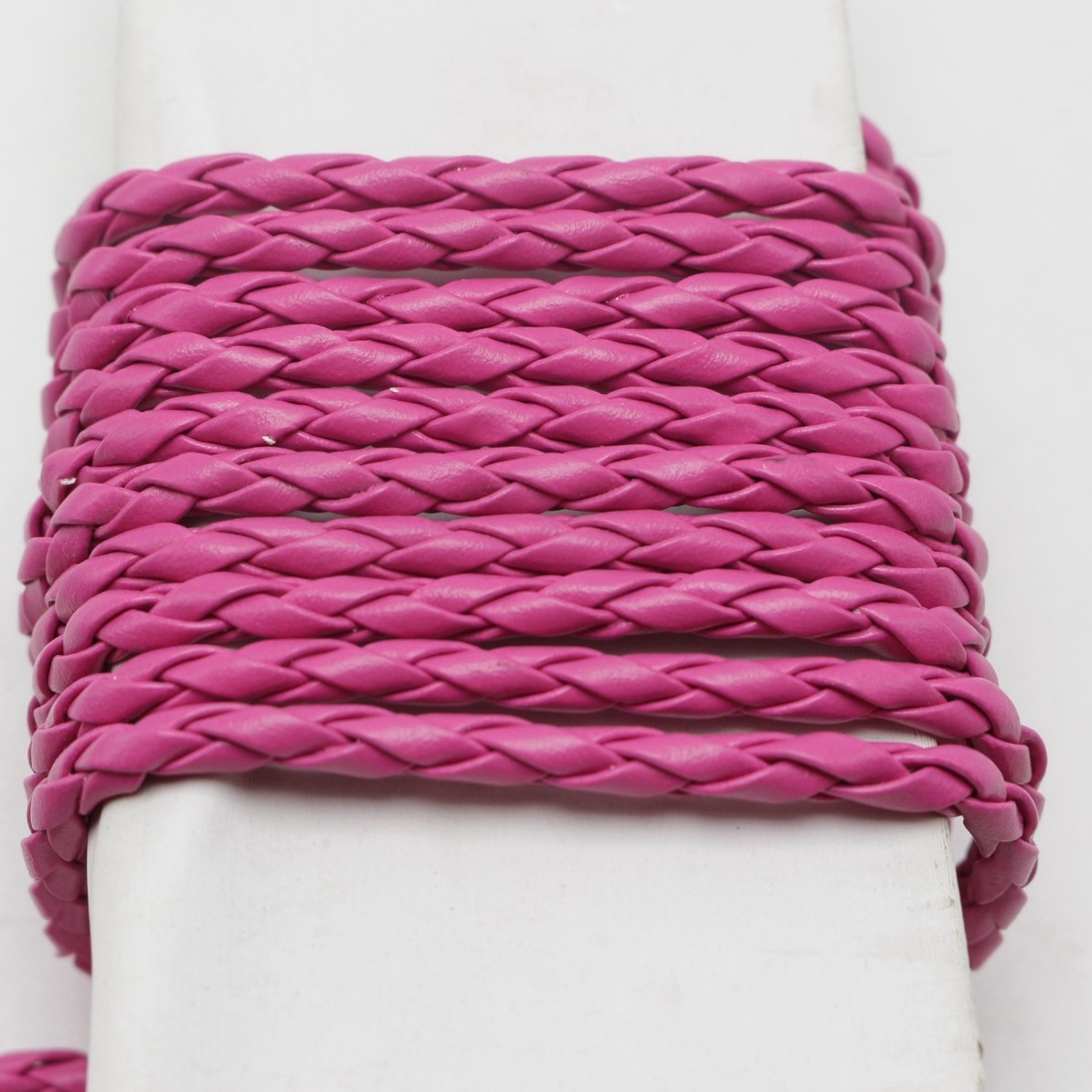 16.4 Feets Hot Pink Braided Bolo PU Leatherette Jewelry Cord  4mm For Bracelets