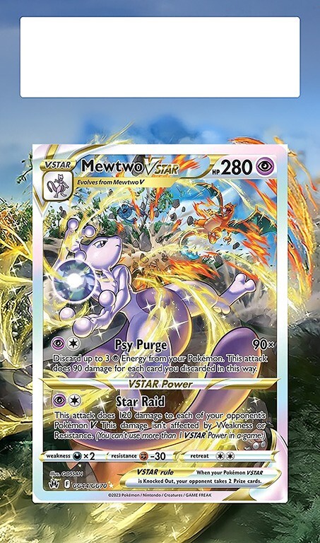 Pokemon Extended Art Insert for PSA Slab + BLK Case- Mewtwo VSTAR GG44 NO CARD