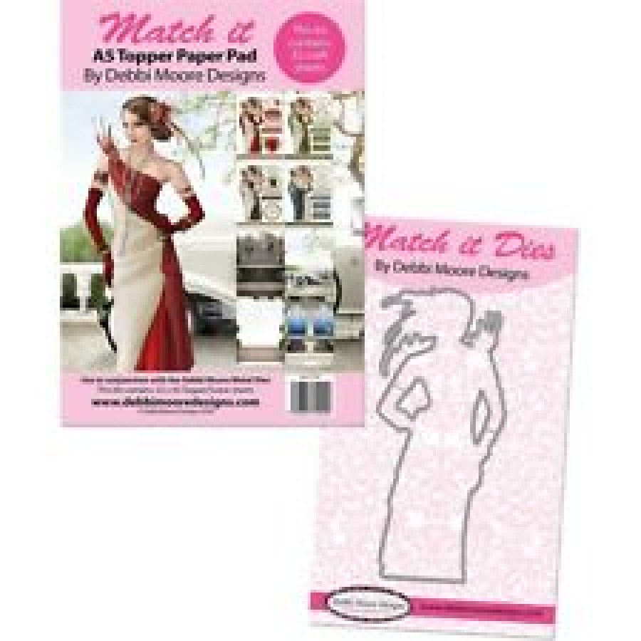 Match It  Design A5 Paper Pad N Die LADY IN RED N WHITE DRESS  32 CRAFT SHEET