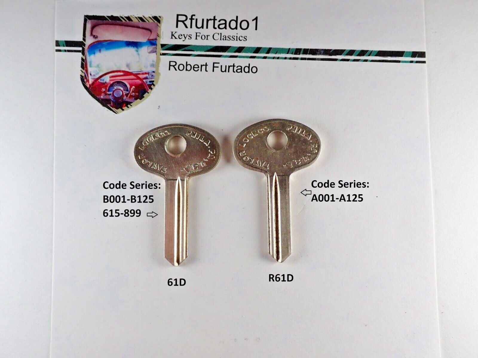 Key Blank for Alfa Romeo, Fiat, & other Italian in dash ignitions 50's 60's (61D