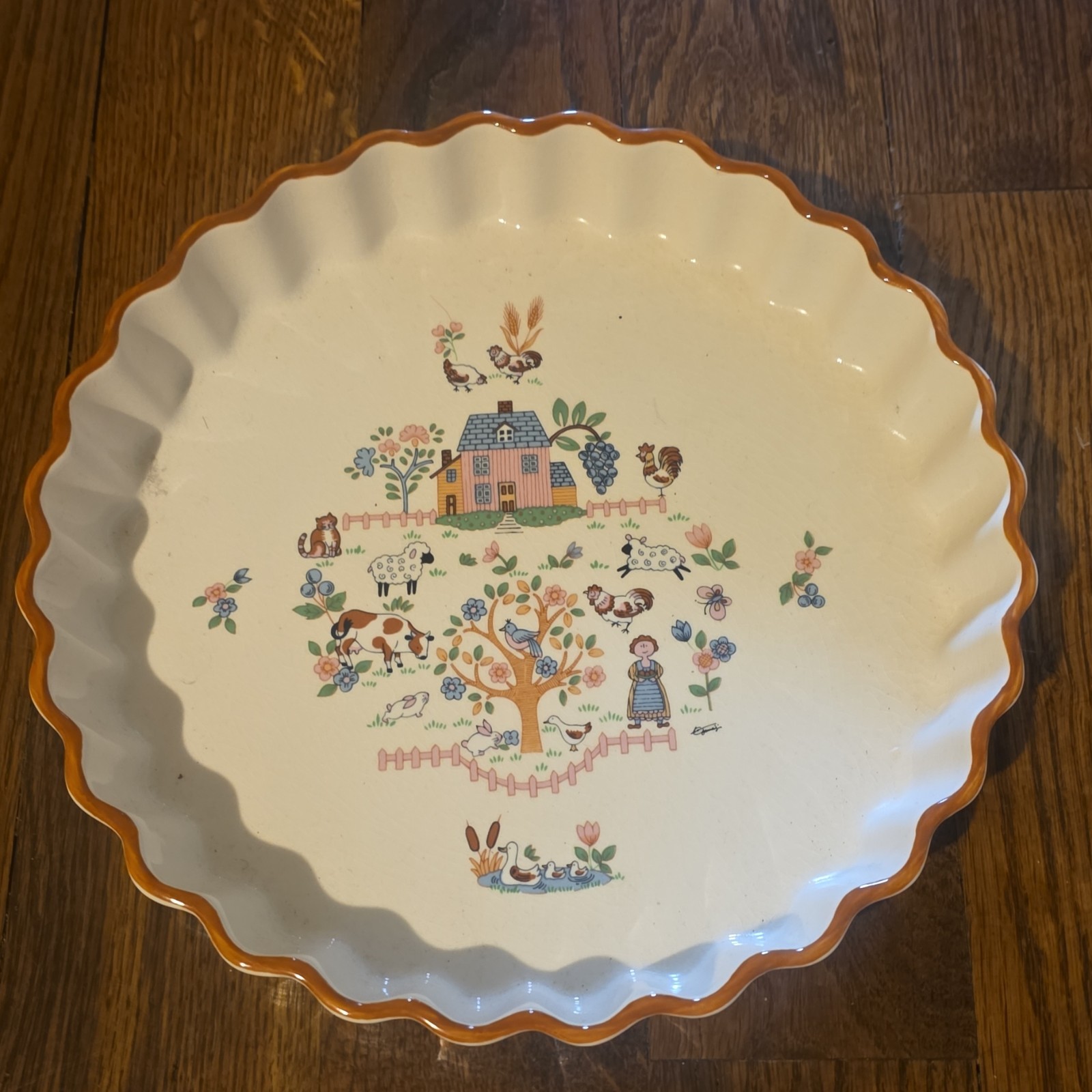 Jamestown Japan Country Home 10" Quiche Pie Torte Pan Oven & Microwave Safe EUC