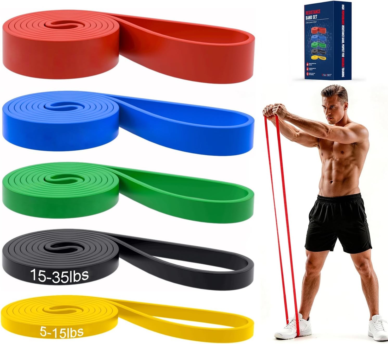 Pull Up Bands, ResiBands Set, Exercise Workout Bands for Men & Women, Ideal for