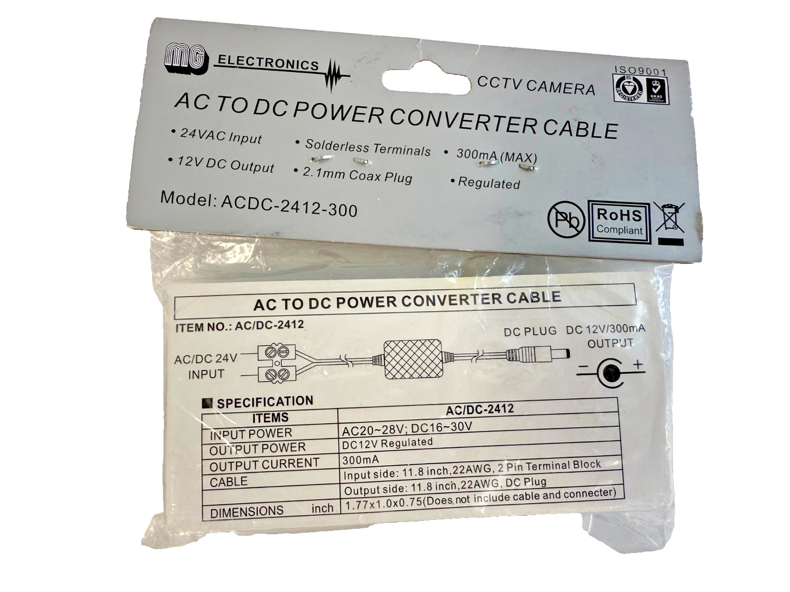 MG ELECTRONICS AC-DC-2412 AC to DC Power Converter