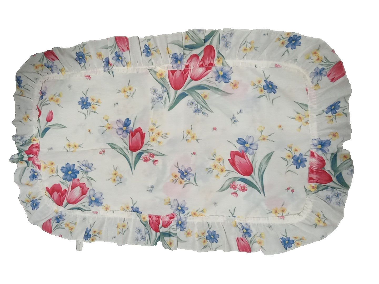 Vintage Cottage Garden Floral Sham Ruffled Pillow Case KING Set of 2 Cotton