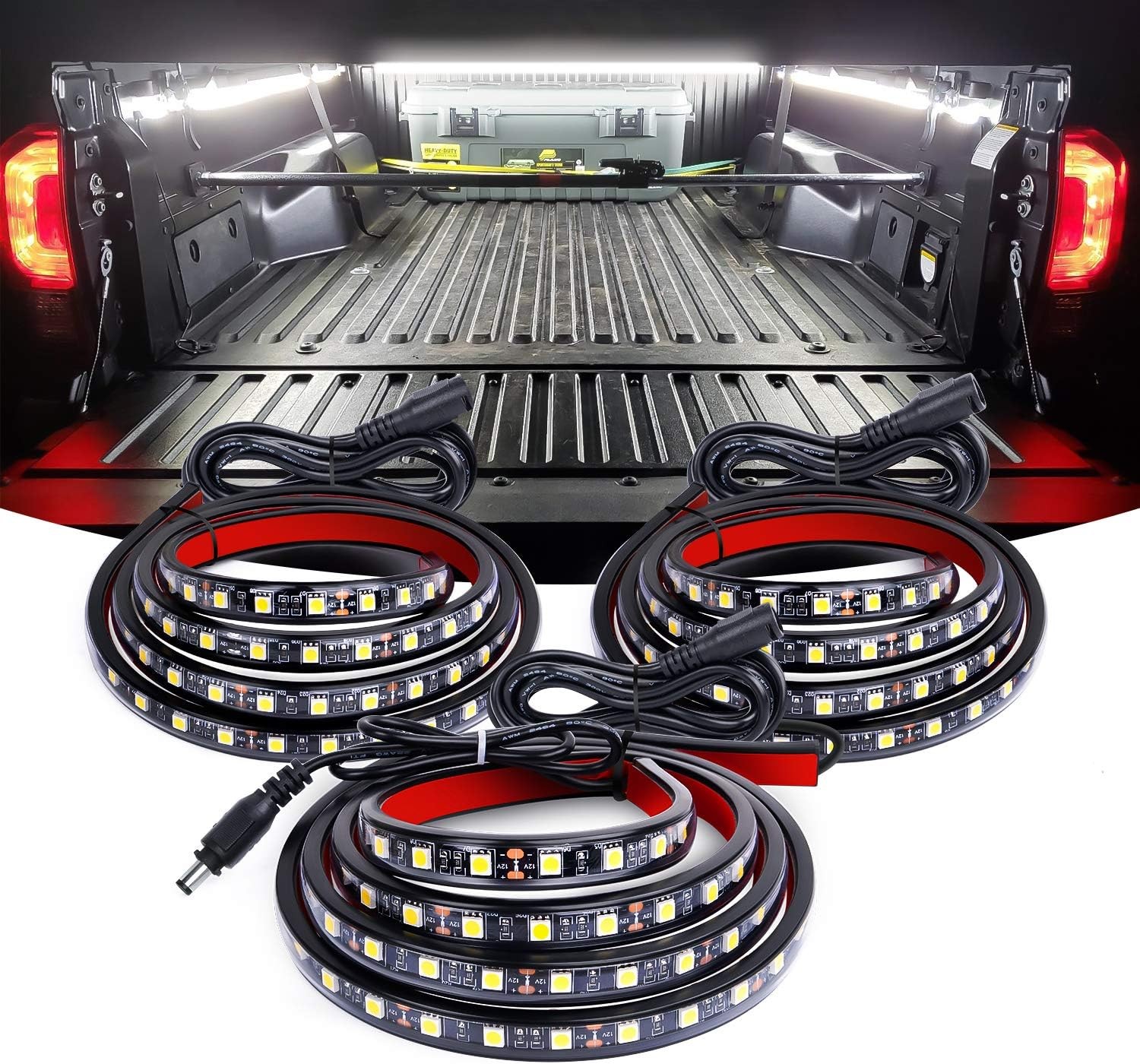 Nilight 3PCS 60 Inch Bed Light Strip 270 LED Truck Strip, White