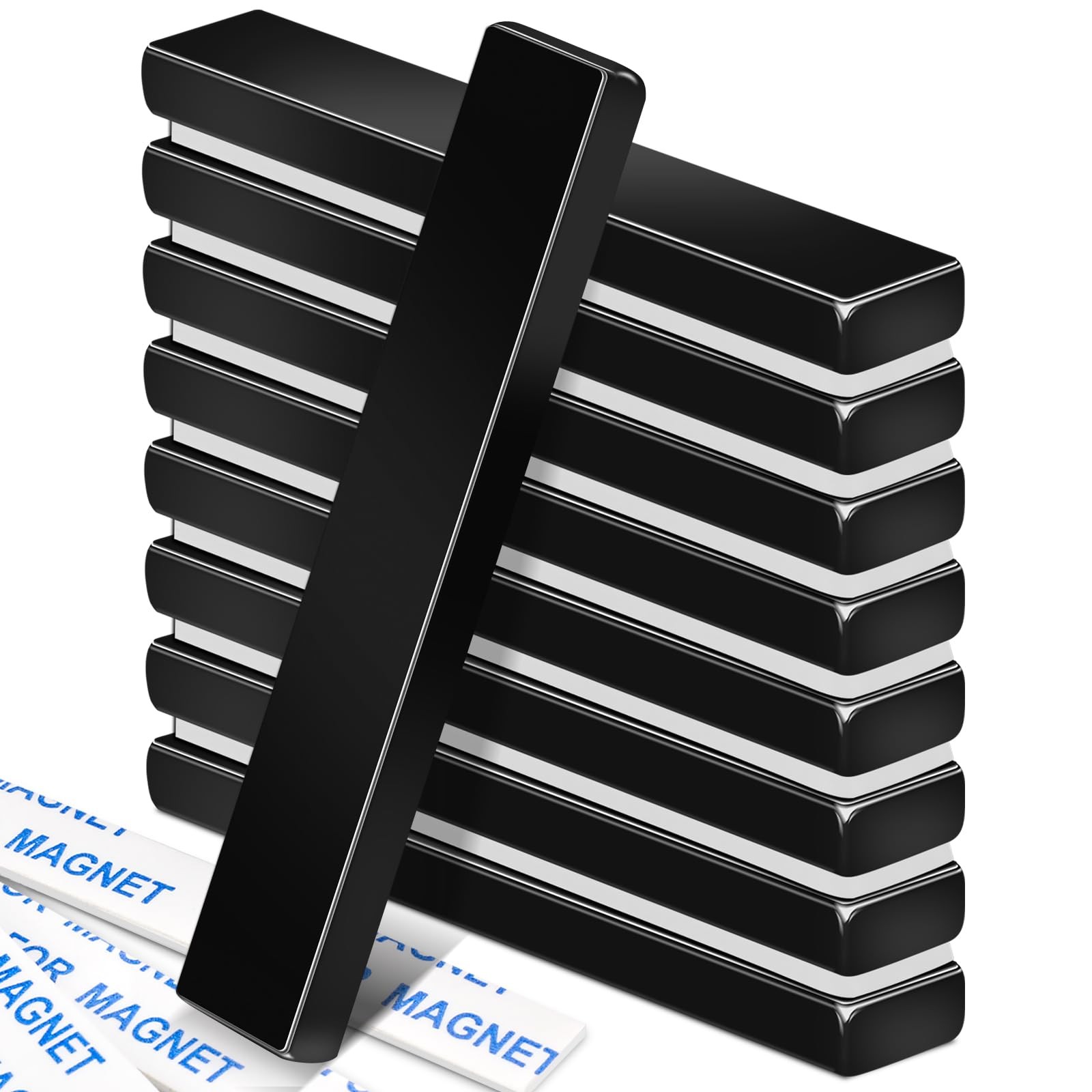 MIKEDE 9 Pcs Magnets, Waterproof Strong Neodymium Bar 60x10x5 mm, Black