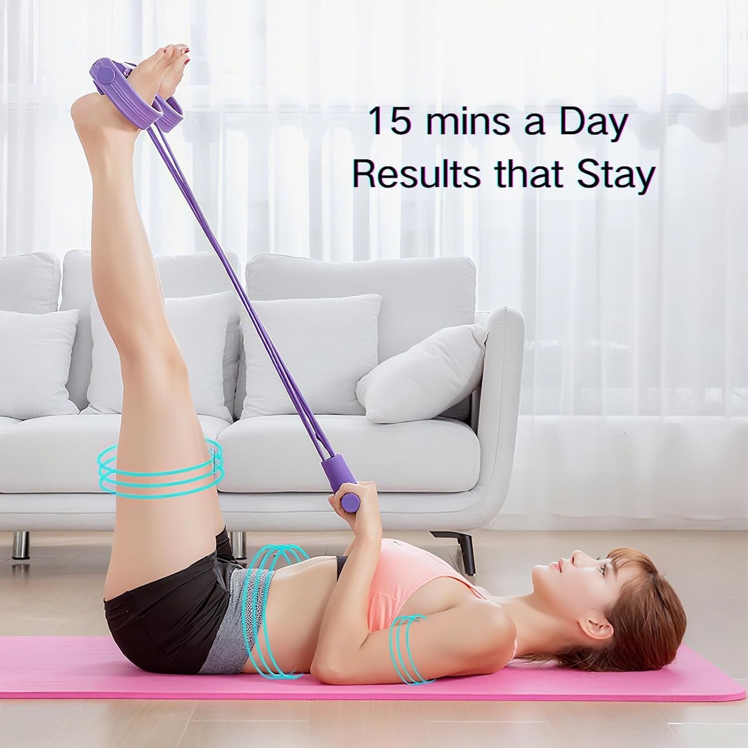 Fitness Resistance Bands Set with Handles & Ankle Straps - 4 Tube Exercise Bands