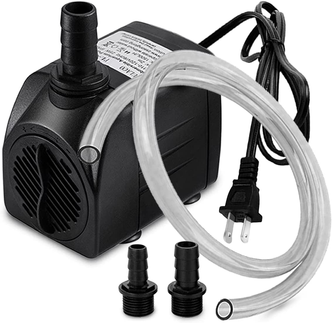 400GPH Submersible Pump with 5 Ft Tubing, (1500L/H 25W) Durable Fountain Water P