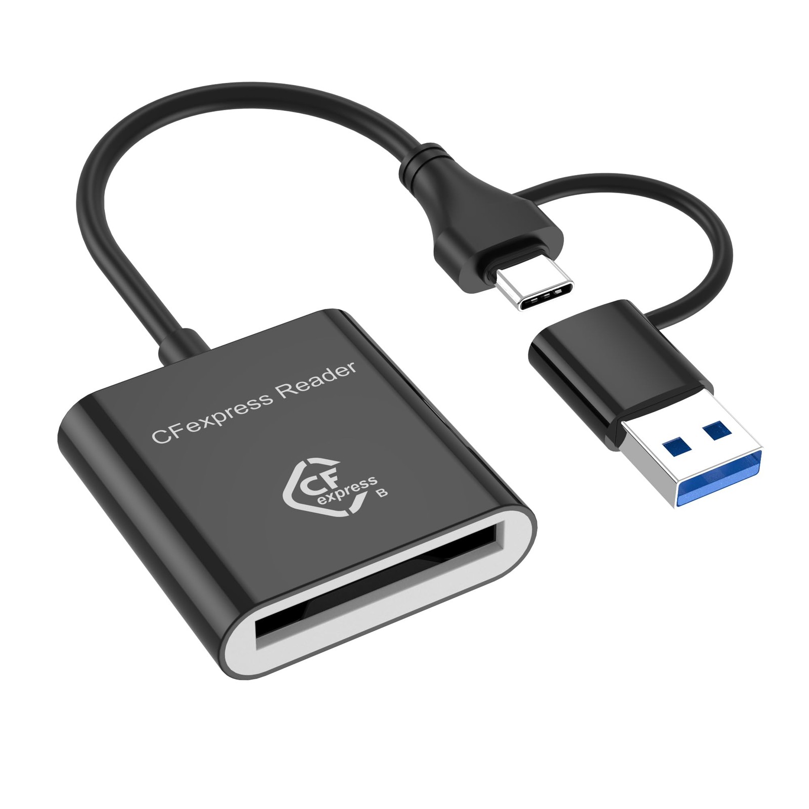 CFexpress B Card Reader, 10Gbps USB 3.2 Gen 2, 2-in-1 USB-& USB-A Adapter, Po...