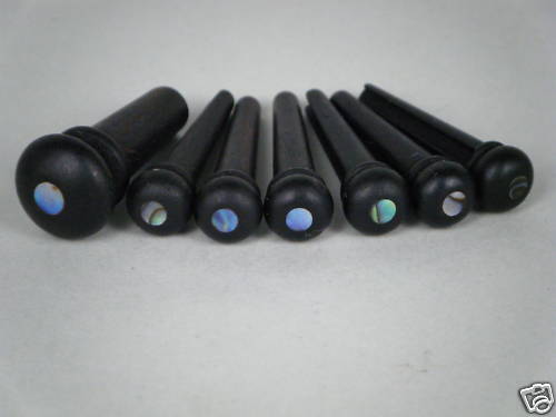 6 pcs Acoustic Guitar Ebony Bridge Pin & 1pcs End Pin With Green Abalone Dot EB2