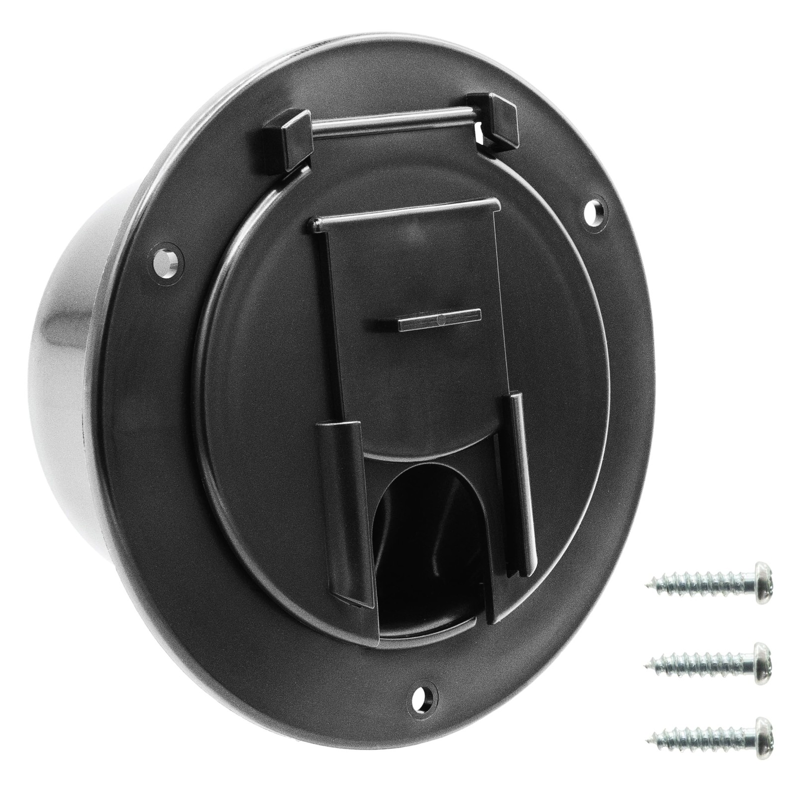 Halotronics RV 5-inch Round Electric Cable Hatch for 30 and 50 Amp Cords (Bla...