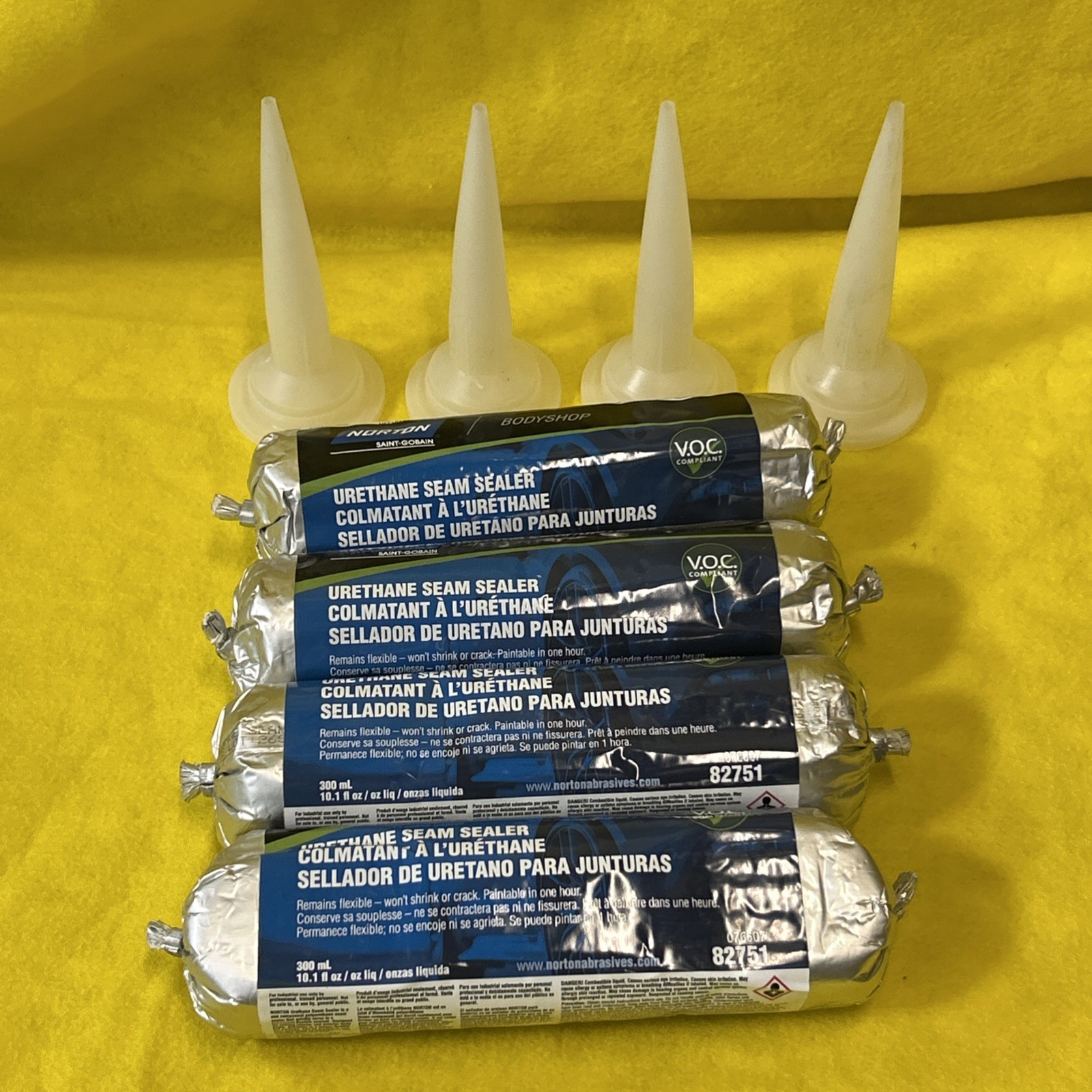 Lot of 4 Norton 82751 Urethane Seam Sealer 300ml Automotive Body Shop Exp 11/25