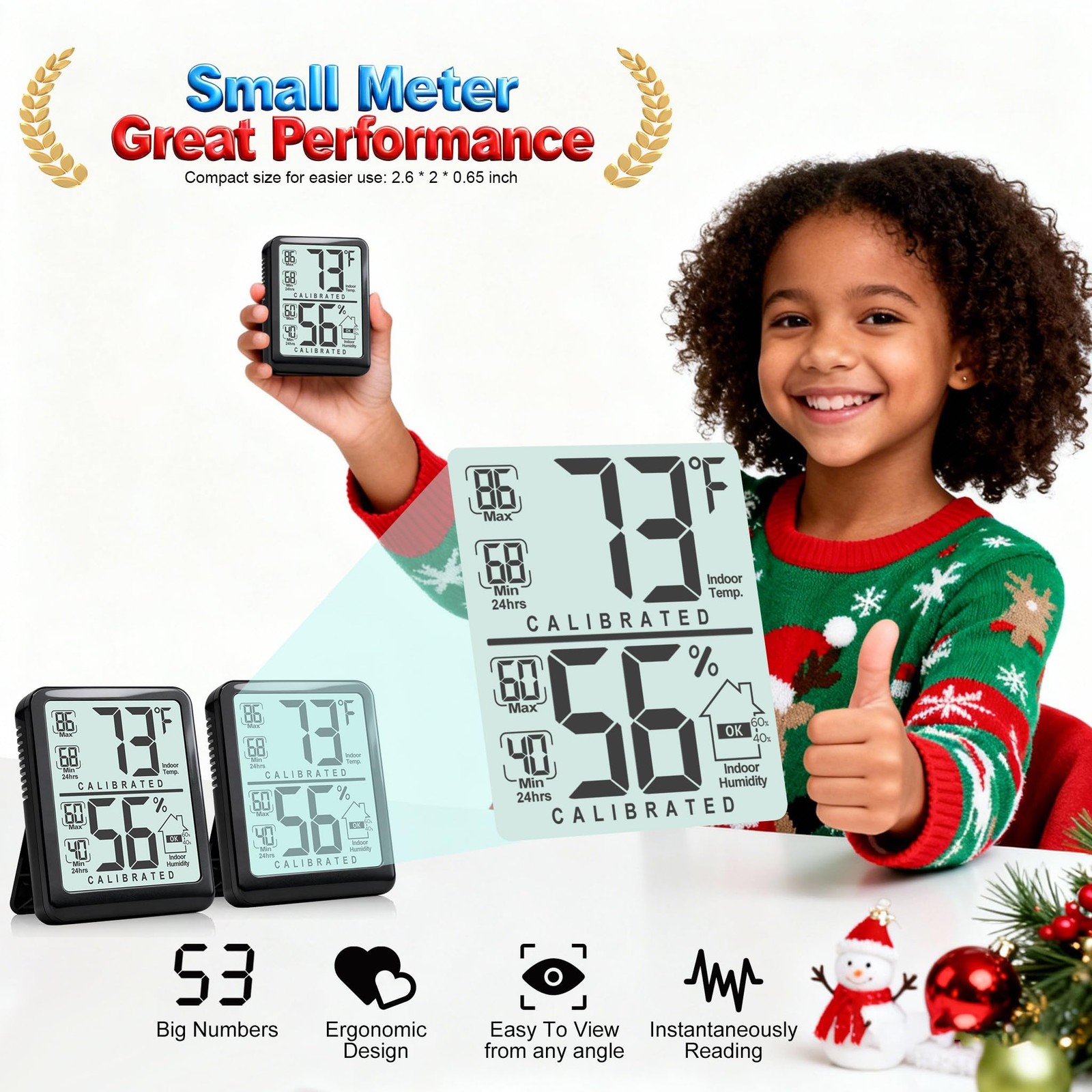 2-Pack Room Thermometer, Digital Small Hygrometer Indoor Thermometer Humidity...