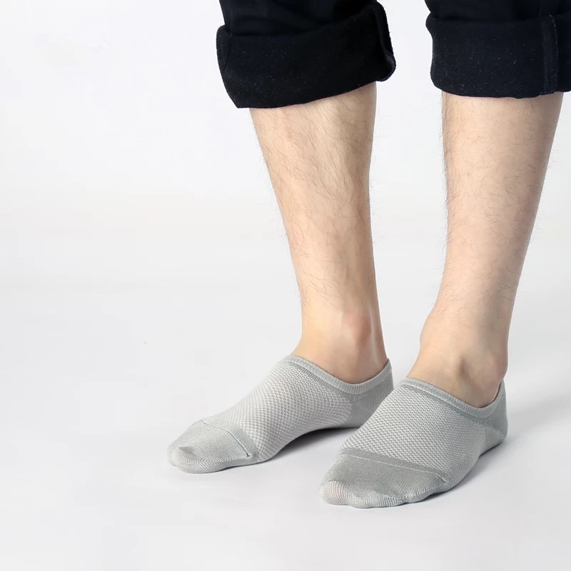 5/10 Pairs Bamboo No Show Nonslip Ankle Work Sport Breathe Mesh Solid Men Socks