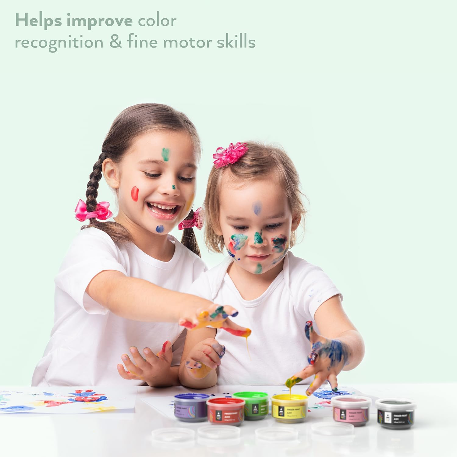 30 Finger Paint Set, 1 Fl Oz, Non- Washable Finger Paint Kit for Kids, Art Suppl