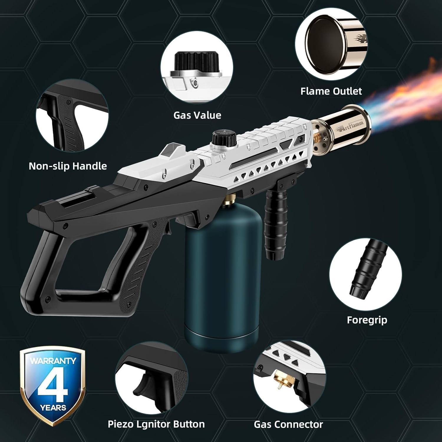 Powerful Propane Torch Gun, Adjustable Flame Thrower Gun, Kitchen Torch with ...