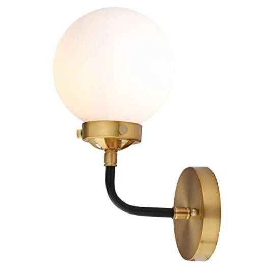 JYL9056B Caleb 1-Light 6" Brass Vanity, Contemporary, 1 Bulb Brass Gold/Black