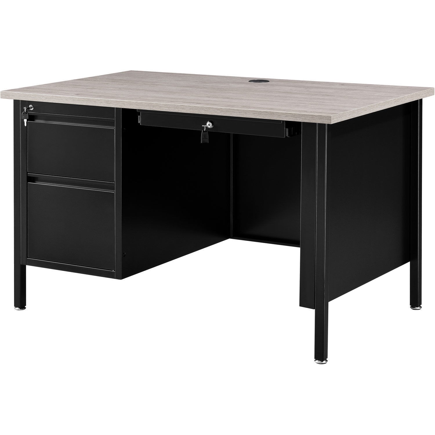 48"W x 30"D Steel Teachers Desk Gray Top with Black Frame