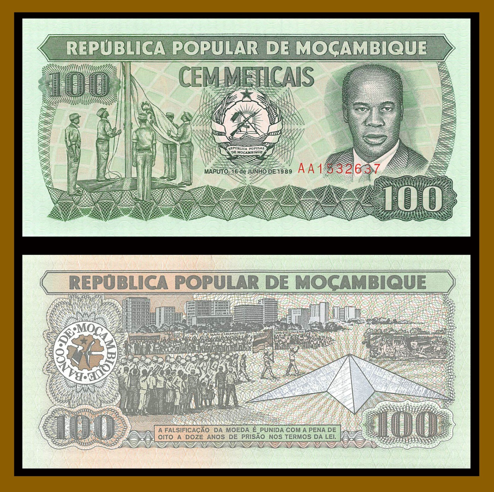 Mozambique 100 Meticais, 1989 P-130c Unc