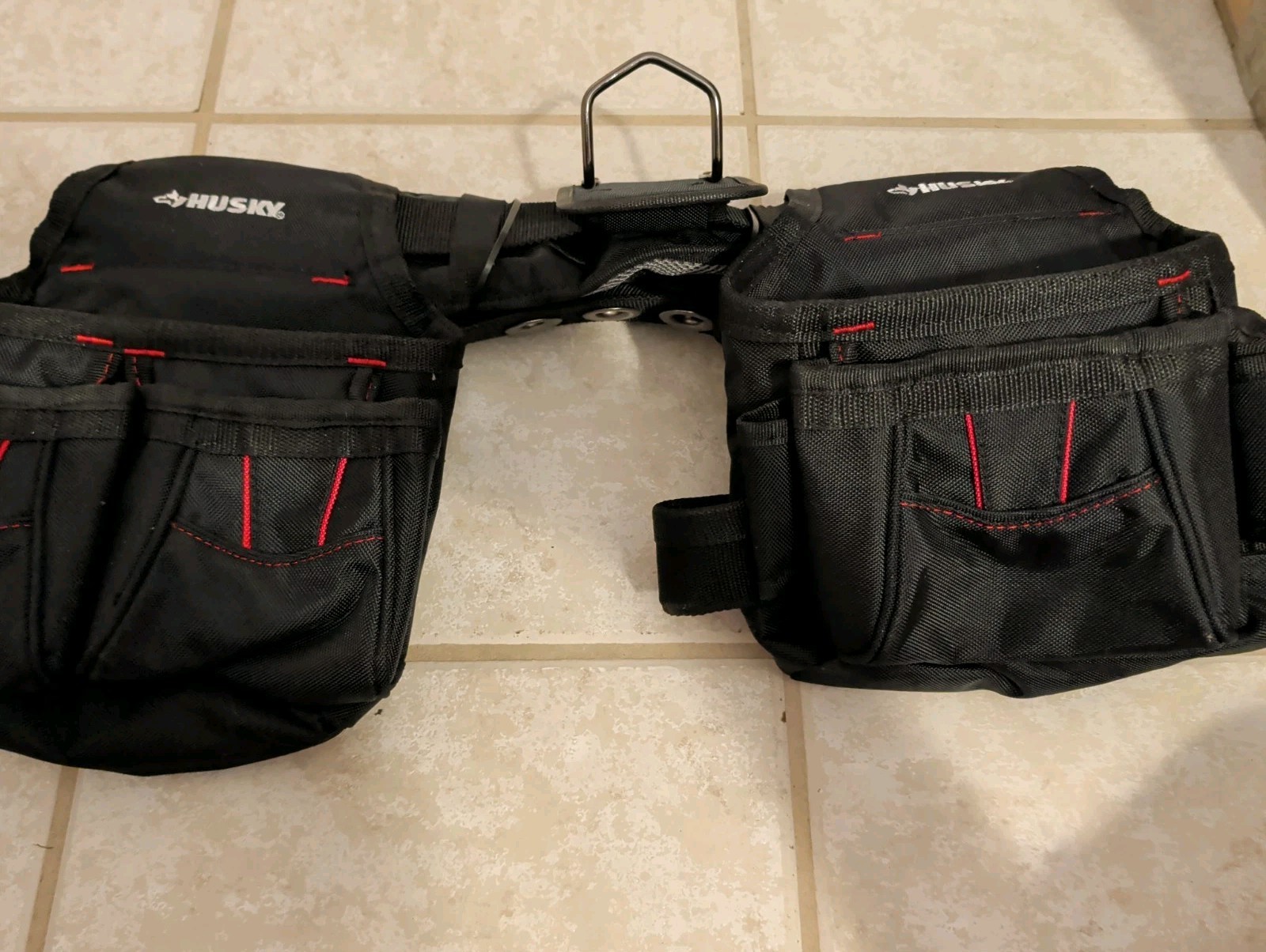 Husky 2-Bag 10-Pocket Contractor's Work Tool Belt - Black