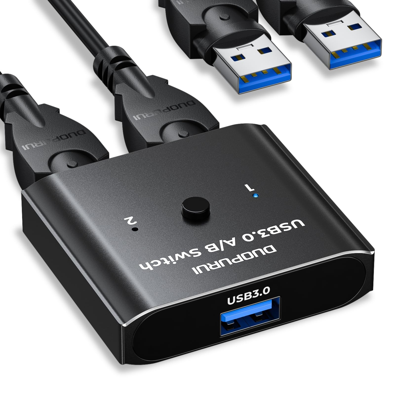 DUOPURUI USB 3.0 Switch 2 in 1 Out / 1 2 Bi-Directional,USB Black