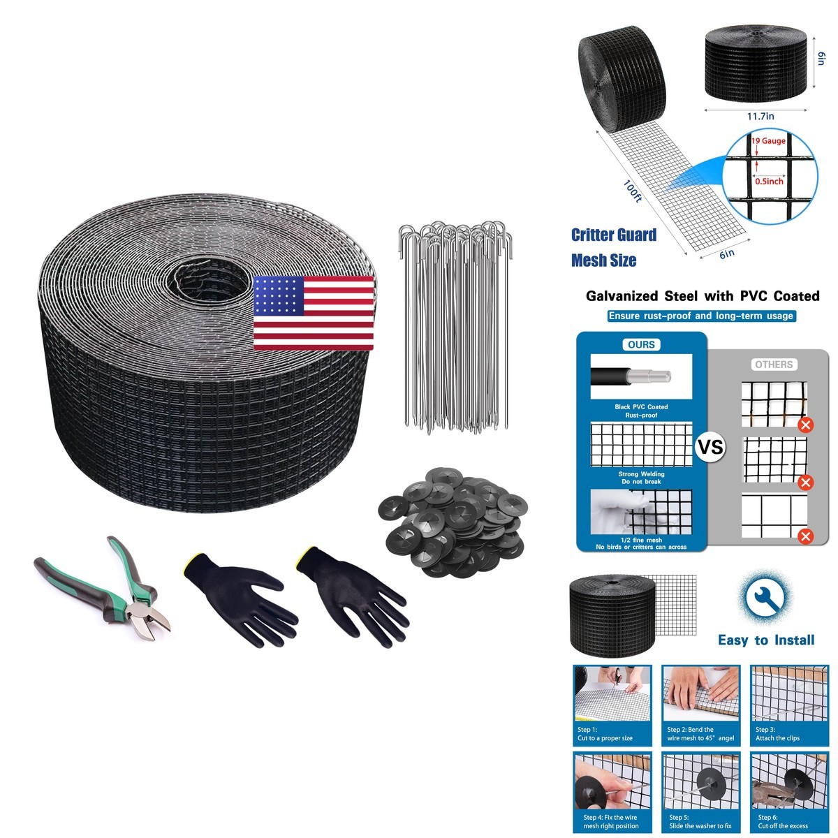 Futrpow Critter Guard6Inx100Ft Solar Panel Bird Guardblack Pvc Coated