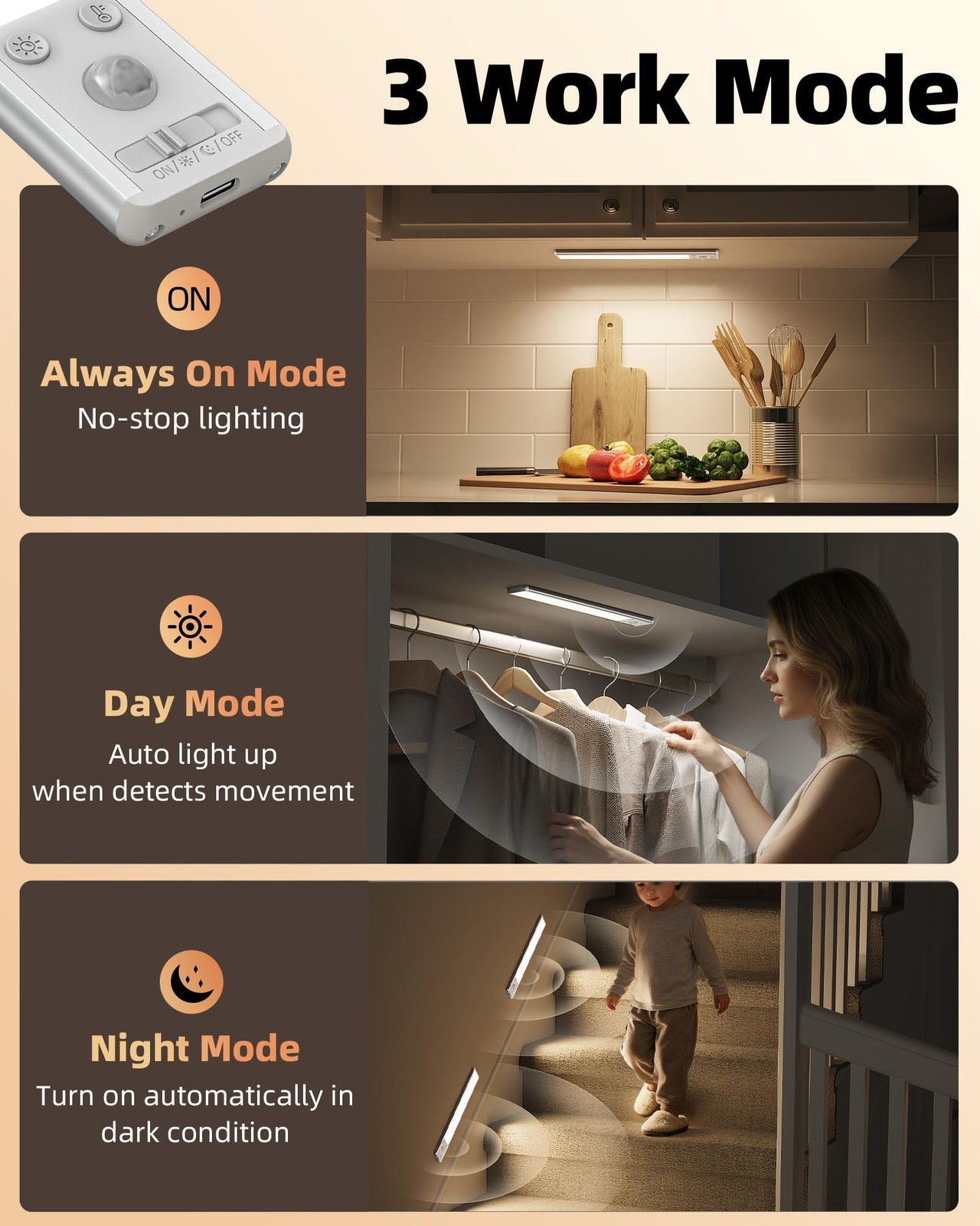 Under Cabinet Lighting 80 Led Motion Sensor Lights Indoor With 3 Color Temps 190