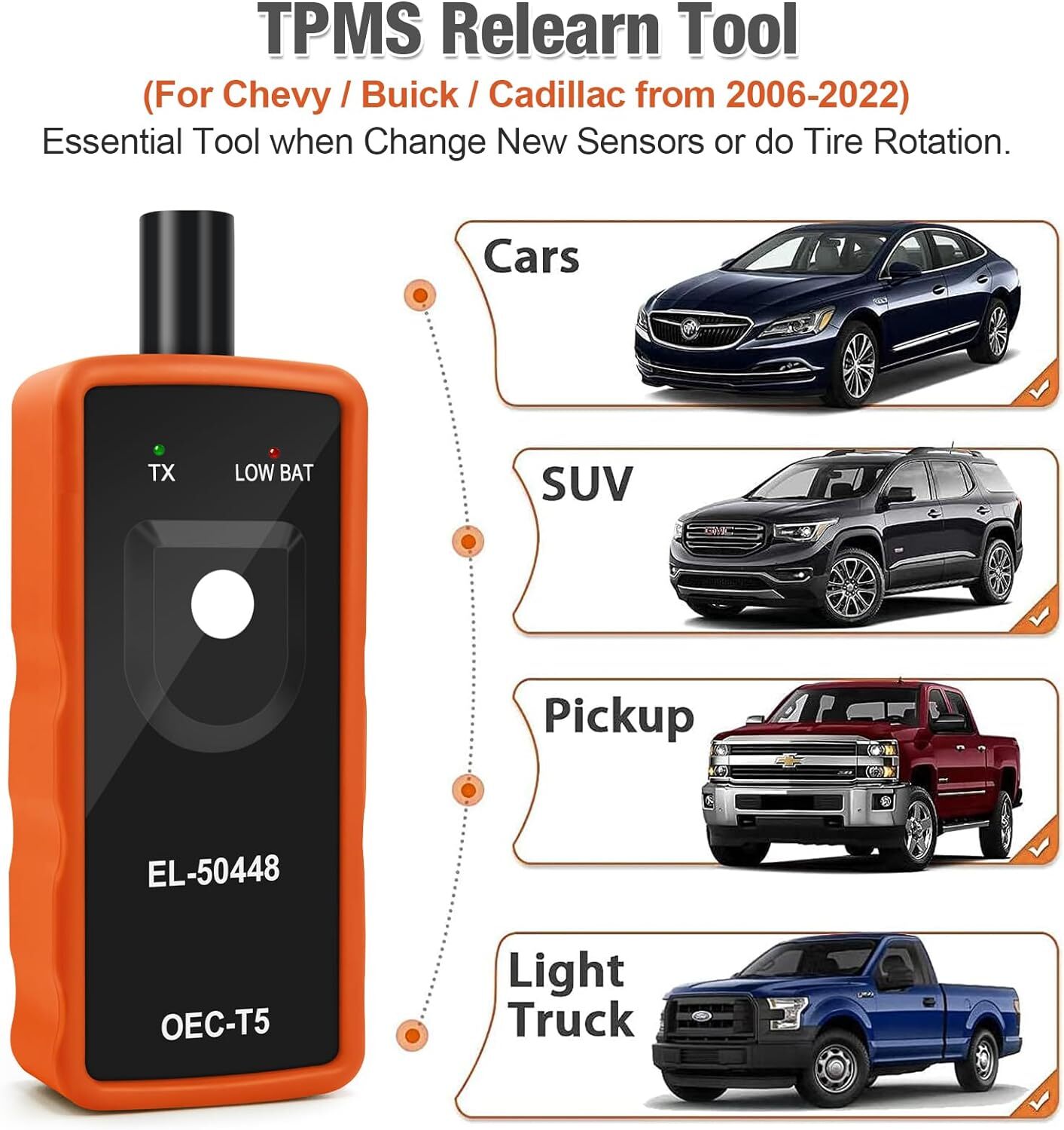 EL50448 TPMS Relearn Tire Sensor Pressure Monitor System Programming Activation