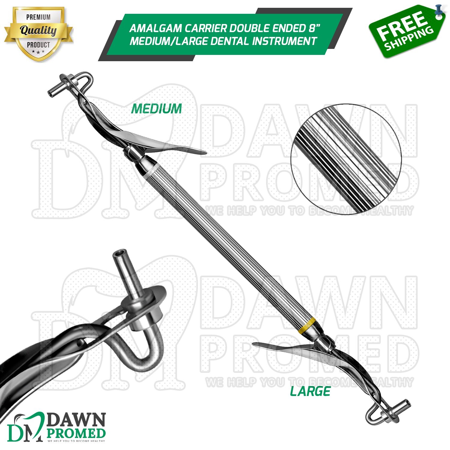 Amalgam Carrier 8” Medium/Large Dental Filling Instrument Color Bands German Gr