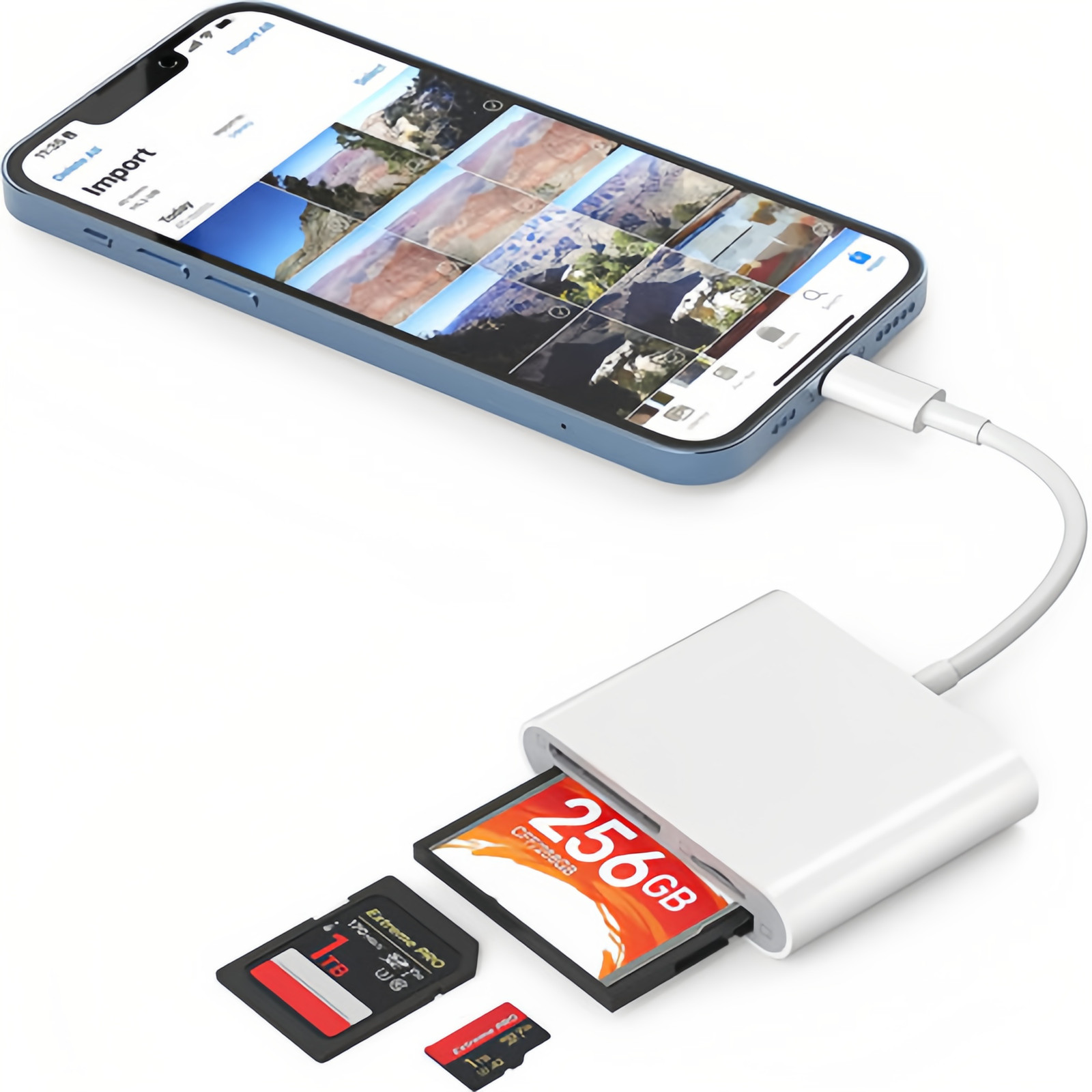 Multi-Card Reader for iPhone iPad SD CF micro SD Adapter for Trail Cameras