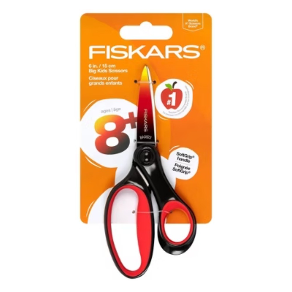 Fiskars 6" Pointed-Tip Scissors, Softgrip Black Ombre 8-11