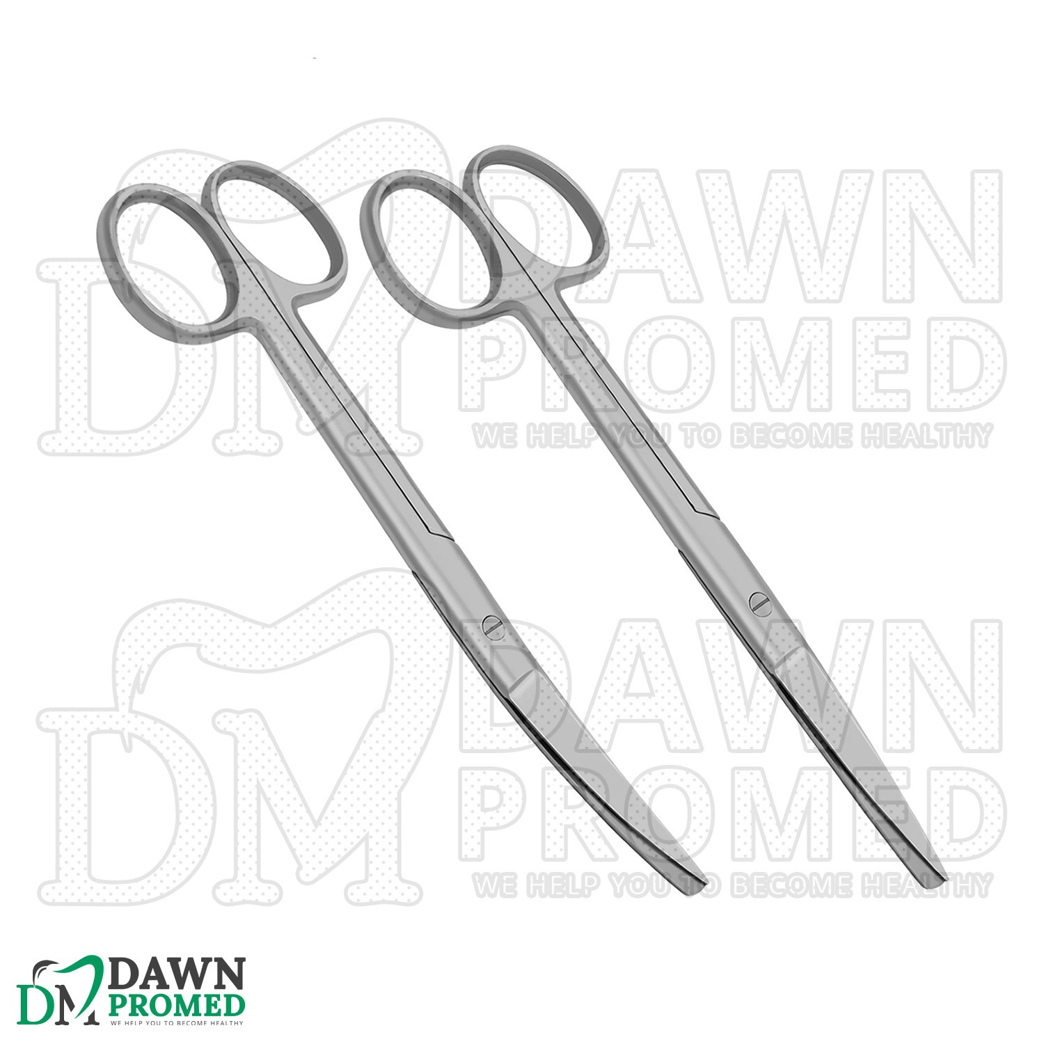 2 Pcs Operating Scissors 4.5" Straight & Curved Sharp Blunt Round Pattern Set