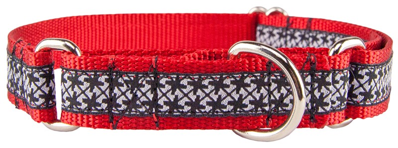 Country Brook Petz® Black and White Pinwheels Ribbon on Red Martingale LTD