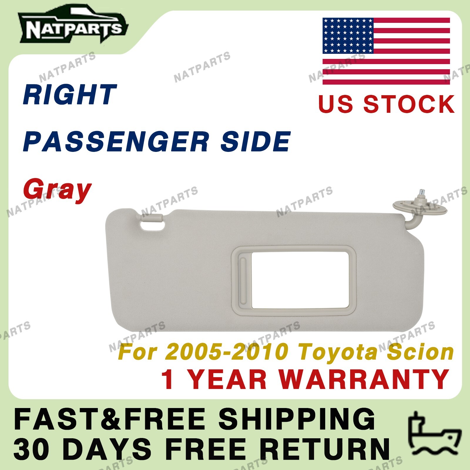 Right Passenger Sun Visor W/O Light Fits for2005-2010 ToyotaScion7431021150B0