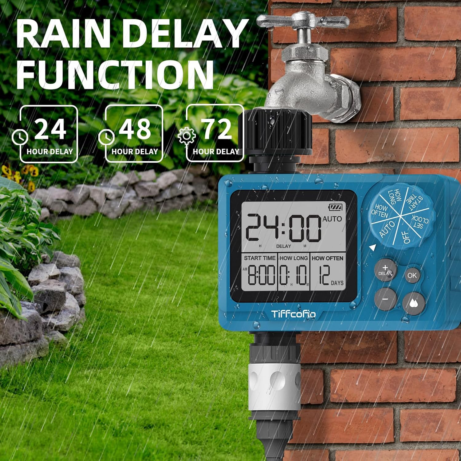 Sprinkler Timer Outdoor, Digital Programmable for Garden Hose, Irrigrtion Timer
