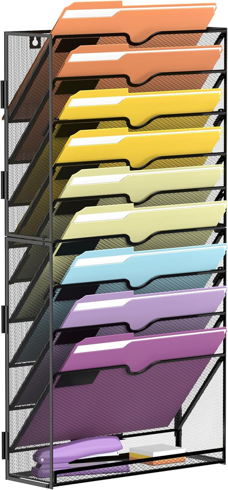10Tier Hanging Wall File Holder Organizer for Papers, Folders, Files Clipboard &