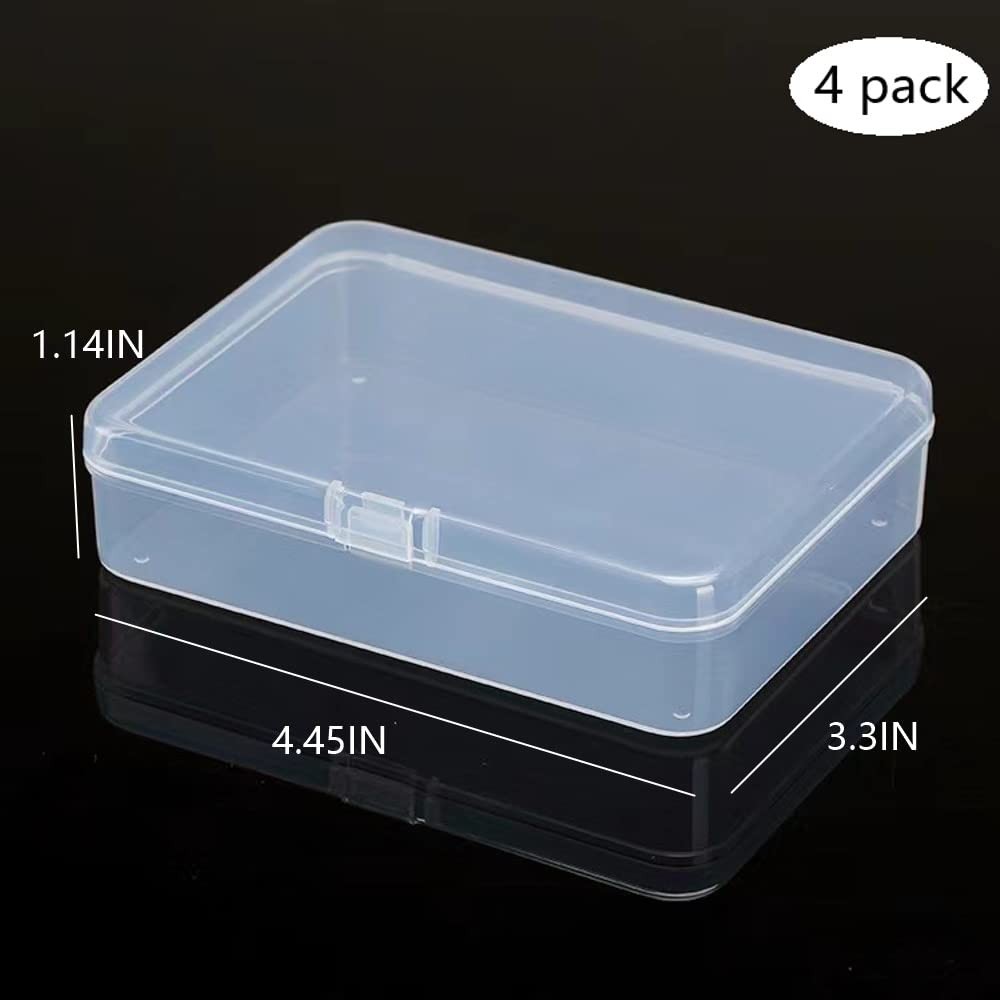DKAOVH 4-Pack Rectangular Plastic Storage 4.45 x 3.3 x 1.14 inch, CLEAR