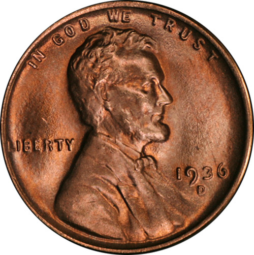 1936-D Lincoln Cent Nice BU - STOCK
