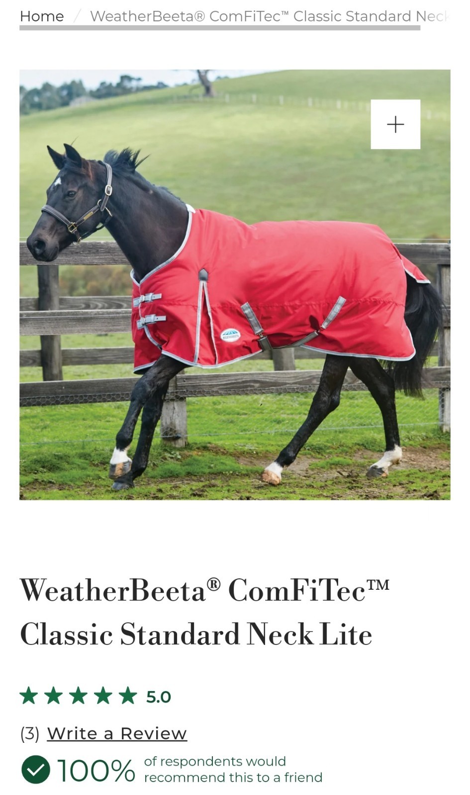 Weatherbeeta ComFiTec Classic Standard Neck Lite