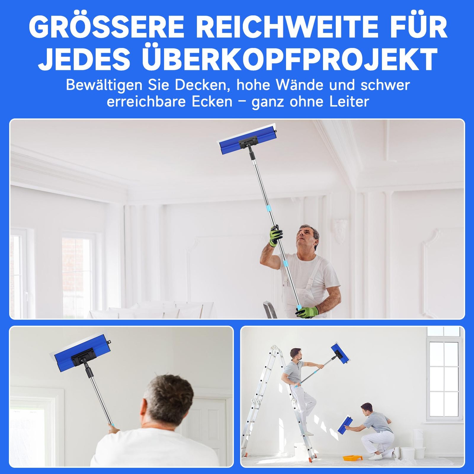 7pcs Set Drywall Composite Skimming Blades w/ Adapter + Extension Handle